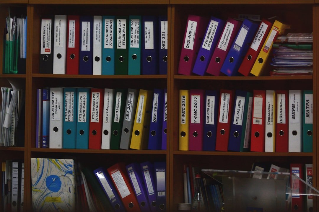 LMZ financial records Organized ring binders on office shelves